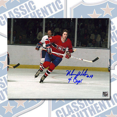 MURRAY WILSON Montreal Canadiens autographed 8x10 photo w/4 Cups (#1342)