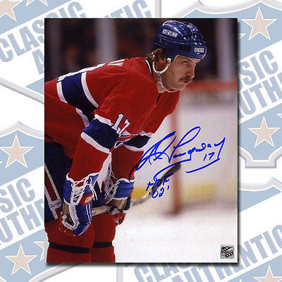 ROD LANGWAY Montreal Canadiens autographed 8x10 photo w/HOF (#1264)