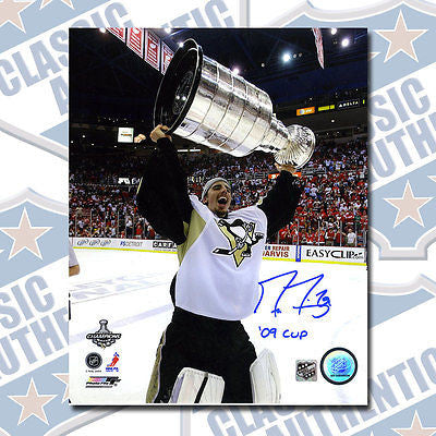 MARC-ANDRE FLEURY Pittsburgh Penguins autographed 8x10 photo w/Cup (#2680)