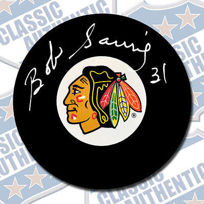 BOB SAUVE Chicago Blackhawks autographed puck (#1798)