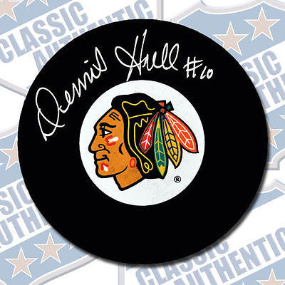 DENNIS HULL Chicago Blackhawks autographed puck (#1861)