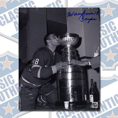 MARCEL BONIN Montreal Canadiens autographed 8x10 photo w/3 Cups (#1317)