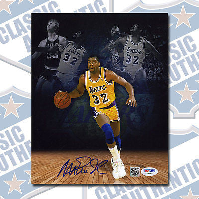 MAGIC JOHNSON Los Angeles Lakers collage autographed 8x10 photo PSA (#2319)