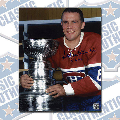 RALPH BACKSTROM Montreal Canadiens autographed 8x10 photo w/6 Cups (#1239)