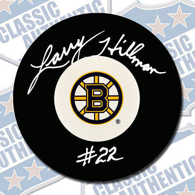 LARRY HILLMAN Boston Bruins autographed puck  (#1938)