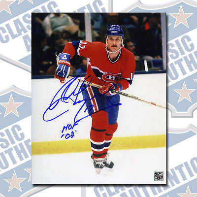 ROD LANGWAY Montreal Canadiens autographed 8x10 photo w/HOF (#1263)