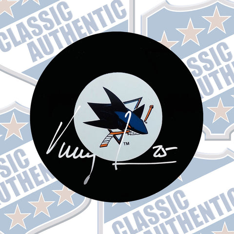 VINCENT DAMPHOUSSE San Jose Sharks autographed puck (#2038)