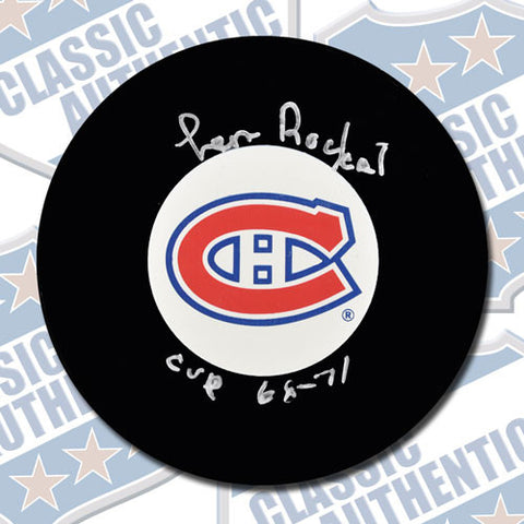 LEON ROCHEFORT Montreal Canadiens autographed puck w/Cups (#2344)