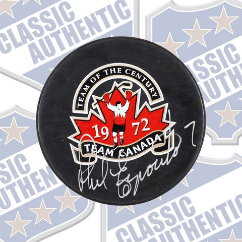 Phil Esposito Team Canada Summit Series 1972 autographed puck (#2452)
