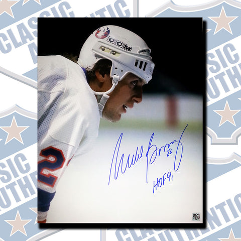 MIKE BOSSY New York Islanders autographed 16x20 with HOF Inscription (#3394)