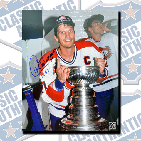 GUY CARBONNEAU Montreal Canadiens Autographed 8x10 with Cup Inscription (#3398)