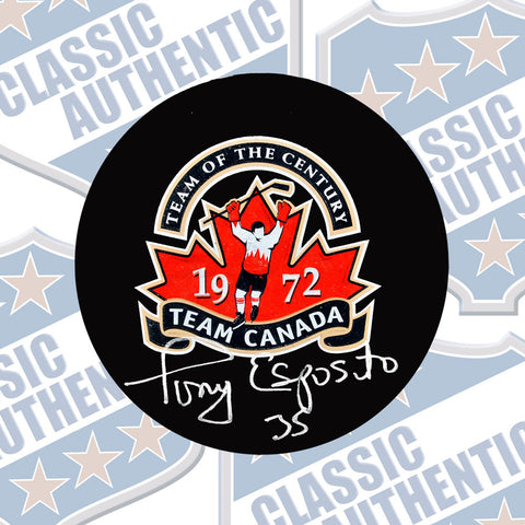 TONY ESPOSITO Team Canada Summit Series 1972 Autographed Puck (#3399)