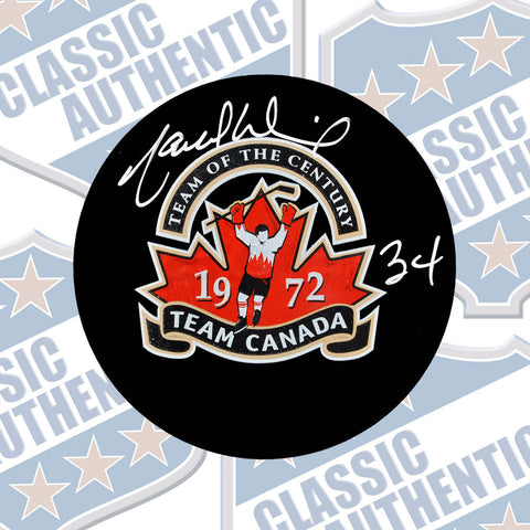 MARCEL DIONNE Team Canada Summit Series 1972 Autographed Puck (#3412)