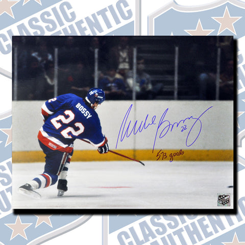 MIKE BOSSY New York Islanders autographed 16x20 with 573 Goals Inscription (#3416)