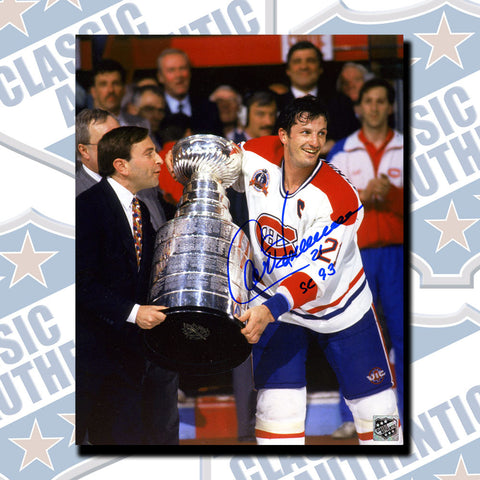GUY CARBONNEAU Montreal Canadiens Autographed 8x10 with Cup Inscription (#3423)