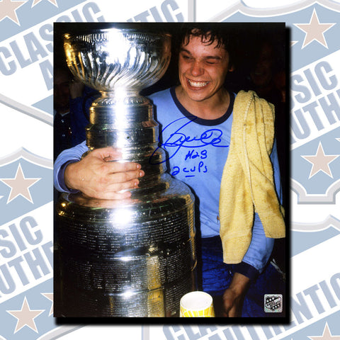 PIERRE LAROUCHE Montreal Canadiens Autographed 8x10 with Cup Inscription (#3425)