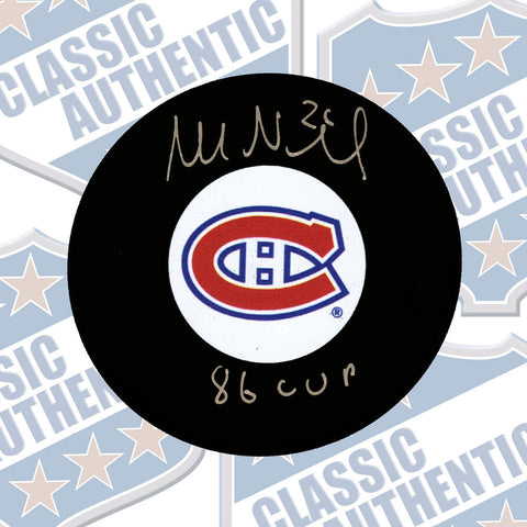 Mats Naslund Montreal Canadiens Autographed Puck with 86 Cup (#3510)