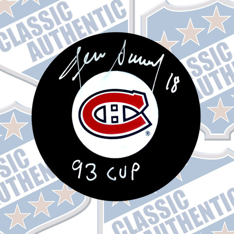 DENIS SAVARD Montreal Canadiens autographed puck w/SC 93 (#1839)