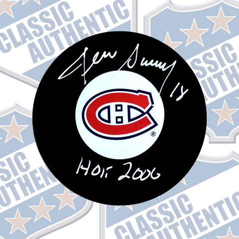 DENIS SAVARD Montreal Canadiens autographed puck w/HOF (#3624)