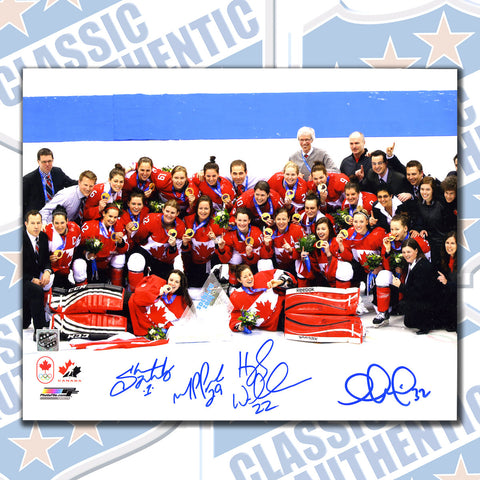 HAYLEY WICKENHEISER, MARIE-PHILIP POULIN, CHARLINE LABONTE & SHANNON SZABADOS Team Canada multi autographed 8x10 photo (#3636)