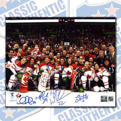 HAYLEY WICKENHEISER, CHARLINE LABONTE, MARIE-PHILIP POULIN, SHANNON SZABADOS Team Canada multi autographed 8x10 photo (#3637)