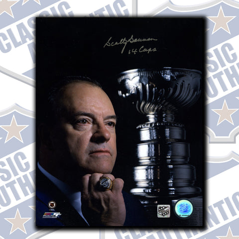 SCOTTY BOWMAN autographed 8x10 w/ 14 cups inscription photo  (#3668)