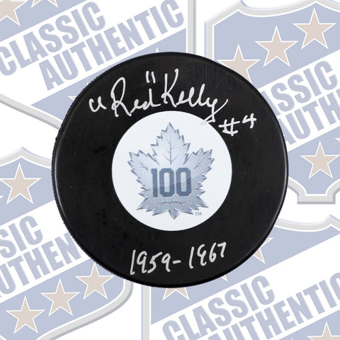 RED KELLY Toronto Maple Leafs Centennial autographed puck w/1959-1967 (#3755)