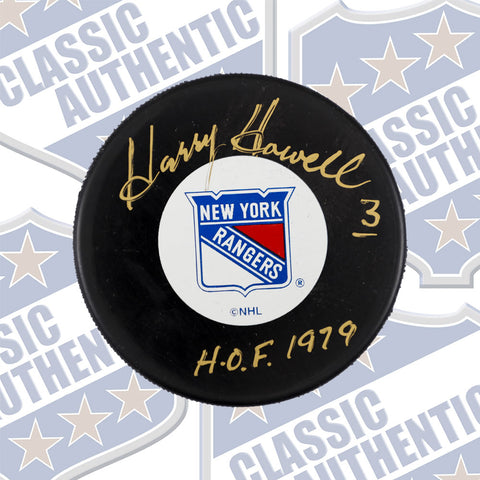 HARRY HOWELL New York Rangers autographed puck w/HOF (#541)