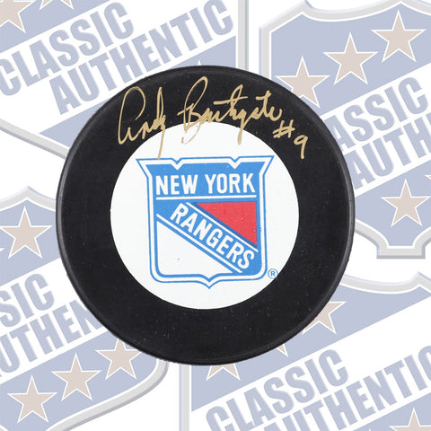 ANDY BATHGATE New York Rangers autographed puck (#566)