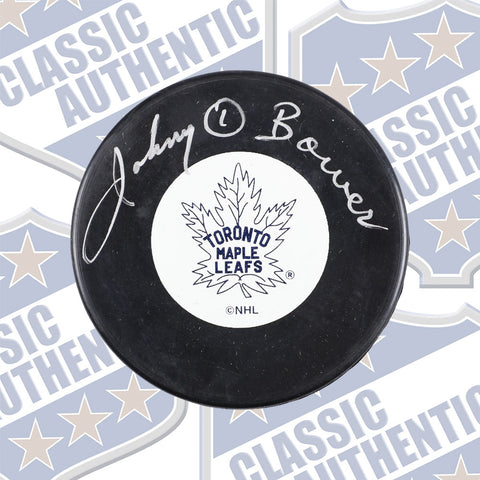 JOHNNY BOWER Toronto Maple Leafs autographed puck (#575)
