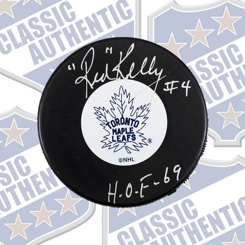 RED KELLY Toronto Maple Leafs autographed puck w/HOF (#610)