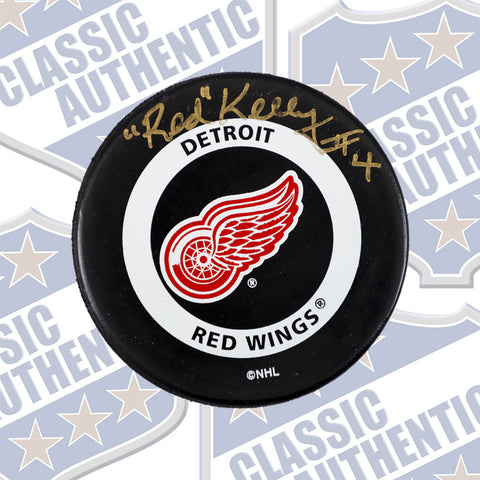 RED KELLY Detroit Red Wings autographed puck (#611)