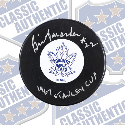 BRIAN CONACHER Toronto Maple Leafs autographed puck w/ 1967 Stanley Cup (#689b)