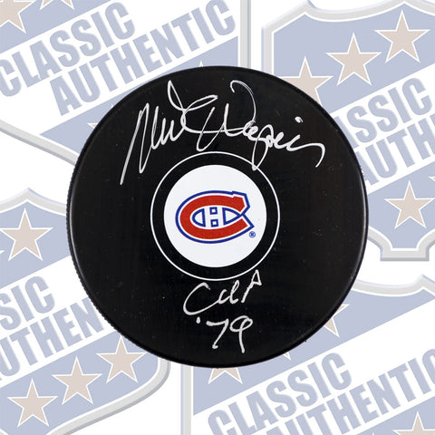 MARK NAPIER Montreal Canadiens autographed puck W/ 79 CUP (#725a)