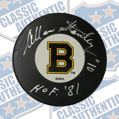 ALLAN STANLEY Boston Bruins autographed puck  (#629)