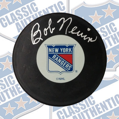 BOB NEVIN New York Rangers autographed puck (#514)