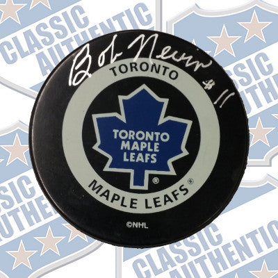 BOB NEVIN Toronto Maple Leafs autographed puck (#513)