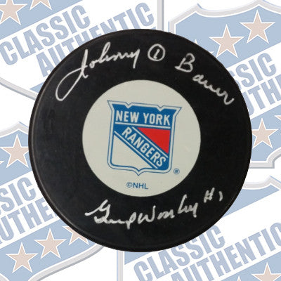 WORSLEY GUMP + JOHNNY BOWER New York Rangers autographed puck (#704)