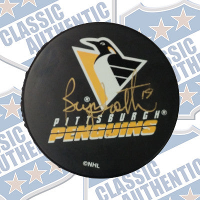 BRYAN TROTTIER Pittsburgh Penguins autographed puck (#588)