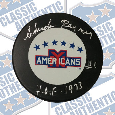 CHUCK RAYNER Brooklyn Americans autographed puck (#648)