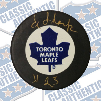 EDDIE SHACK Toronto Maple Leafs autographed puck (#686)