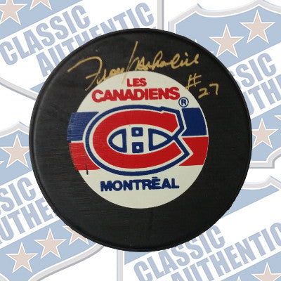 FRANK MAHOVLICH Montreal Canadiens autographed puck (#548)