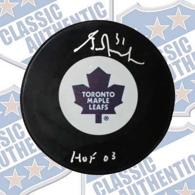 GRANT FUHR Toronto Maple Leafs autographed puck (#8011)