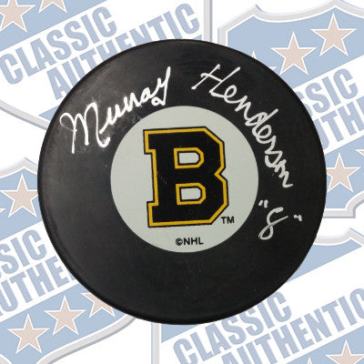 MURRAY HENDERSON Boston Bruins autographed puck (#8800)