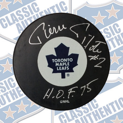 PIERRE PILOTE Toronto Maple Leafs autographed puck (#506)
