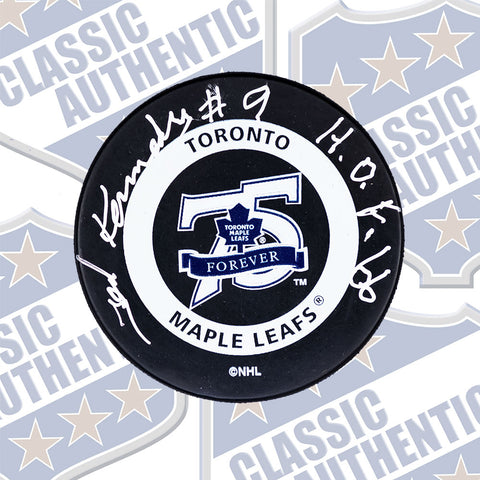 TED KENNEDY Toronto Maple Leafs autographed puck (w/HOF) (#618)