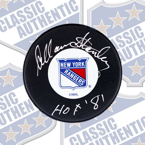 ALLAN STANLEY New York Rangers autographed puck (w/hof)  (#632)