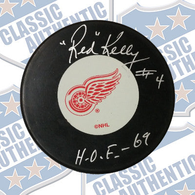 RED KELLY Detroit Red Wings autographed puck (#609)