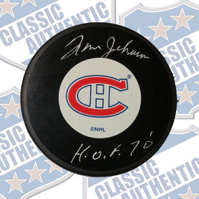TOM JOHNSON Montreal Canadiens autographed puck (#534)