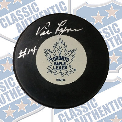 VIC LYNN Toronto Maple Leafs autographed puck (#599)